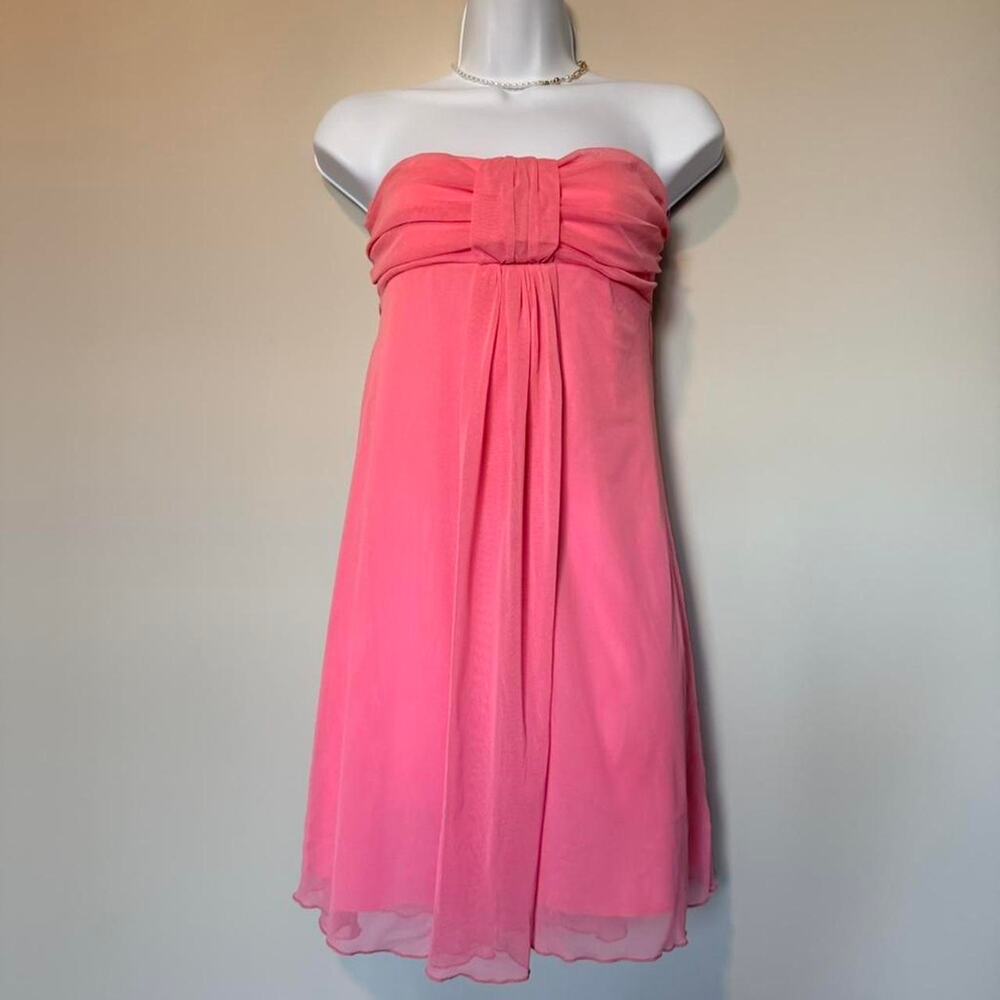Pink strapless midi dress